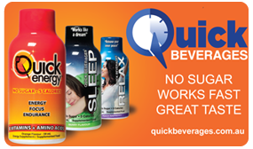 Quick Beverages is a range of functional liquid supplements that simply deliver an effective and  low cost alternative to buying packets of pills. As liquid supplements they deliver the proven benefits being; faster acting and more effective and all offer consumers a quick and convenient solution for very common daily needs that WORK! We have four variants available now; Quick Energy (2 Flavours), Quick Sleep & Quick Relax with a pipeline of varieties to come. To find your local store select the “Find a Store” button above. Visit www.Quickbeverages.com.au